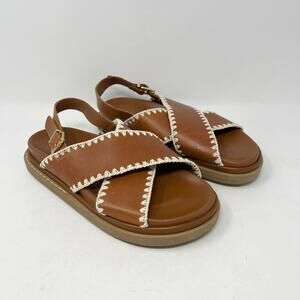 ALOHAS Made in Spain Marshmallow Crochet Sandals in Brown Leather